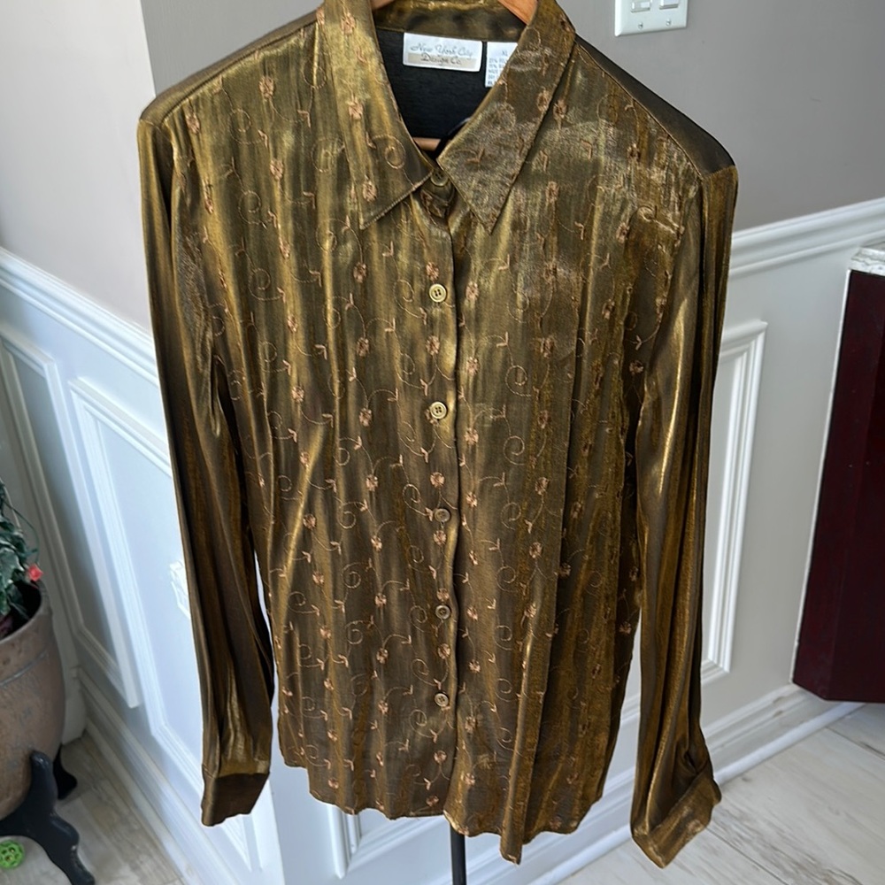 Gold Button-Up Women's Top